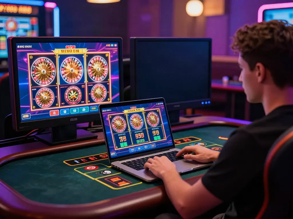 Player enjoying casinos non gamblock uk online with exciting games and engaging atmosphere.