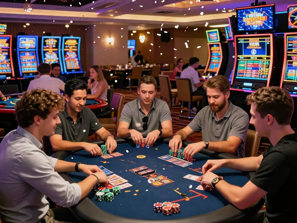 Engaged players at casinos non gamblock uk enjoying colorful gaming tables and vibrant atmosphere.