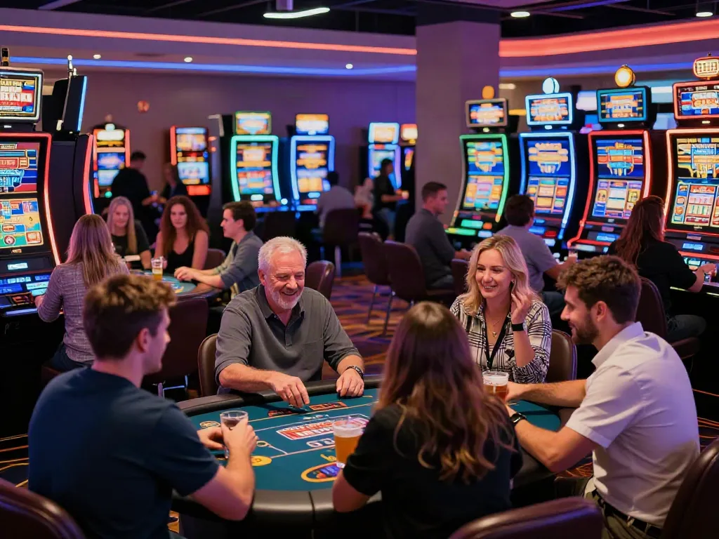 Players engaging in fun at casinos non Gamblock UK, enjoying vibrant gaming experiences.