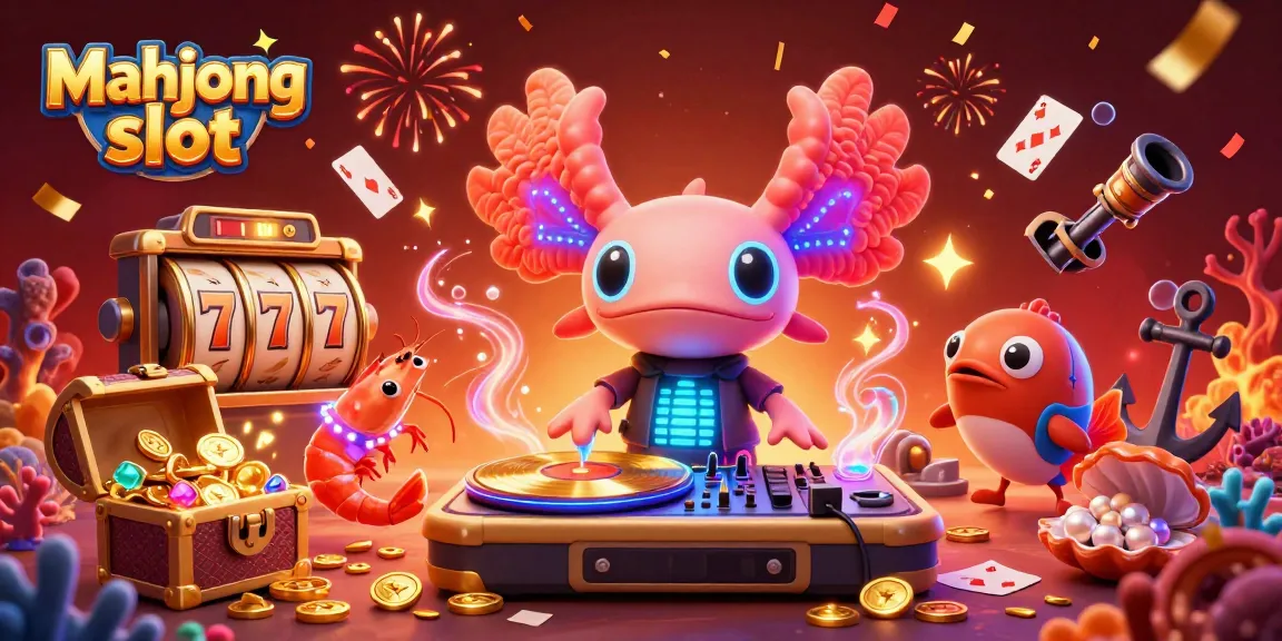 Play mahjong slot with exciting characters and vibrant casino elements in a dynamic underwater scene.