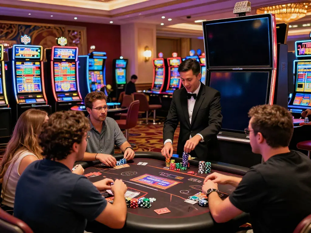 Exciting casinos non gamblock uk scene with players enjoying games and vibrant atmosphere.