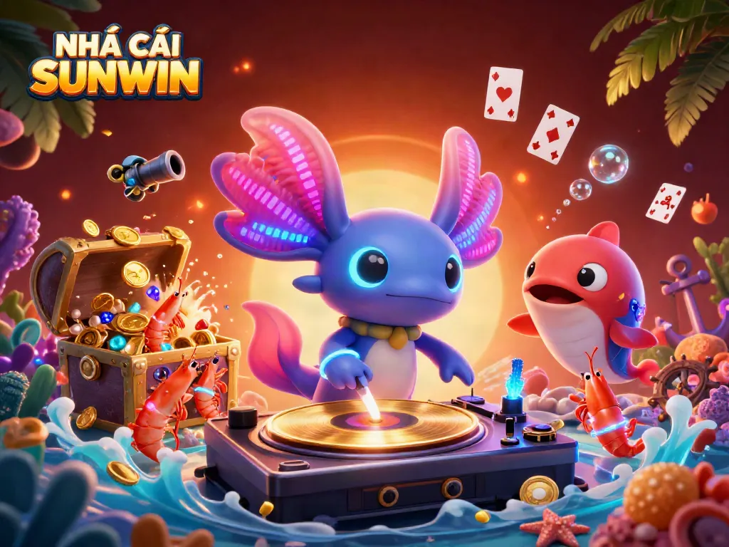 Experience the thrill of NHÀ CÁI SUNWIN in this vibrant 3D underwater casino scene.