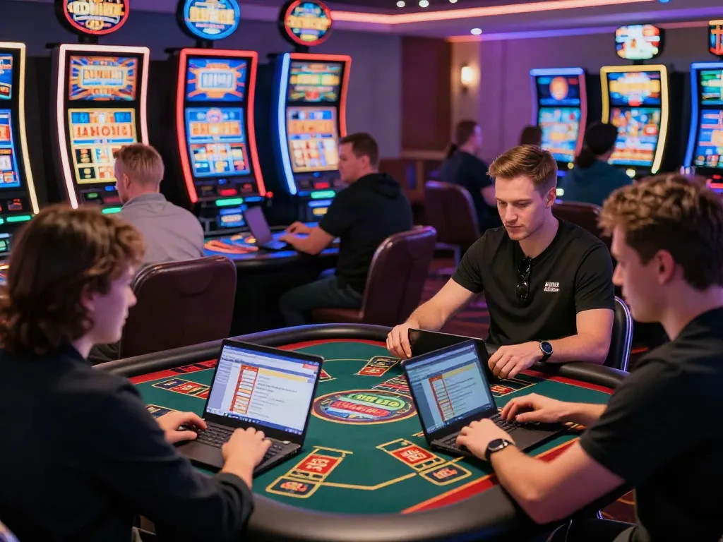 Engaged players enjoying casinos non GamBlock UK online, showcasing vibrant gaming atmosphere.