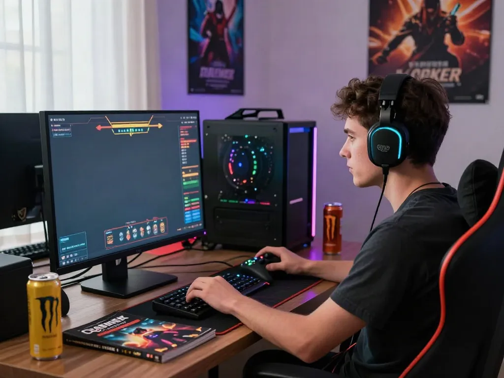 Engaging gaming scene featuring casinos non gamblock uk theme, young adult focused on gameplay.