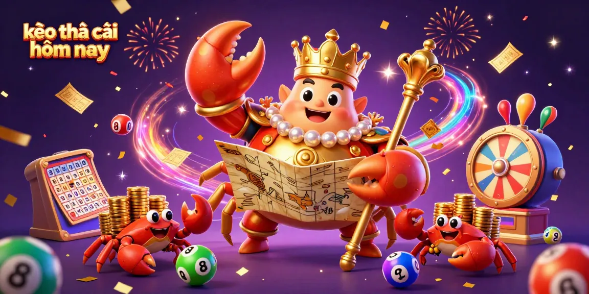 Experience the thrill of kèo nhà cái hôm nay as a golden crab emperor leads a vibrant treasure hunt.