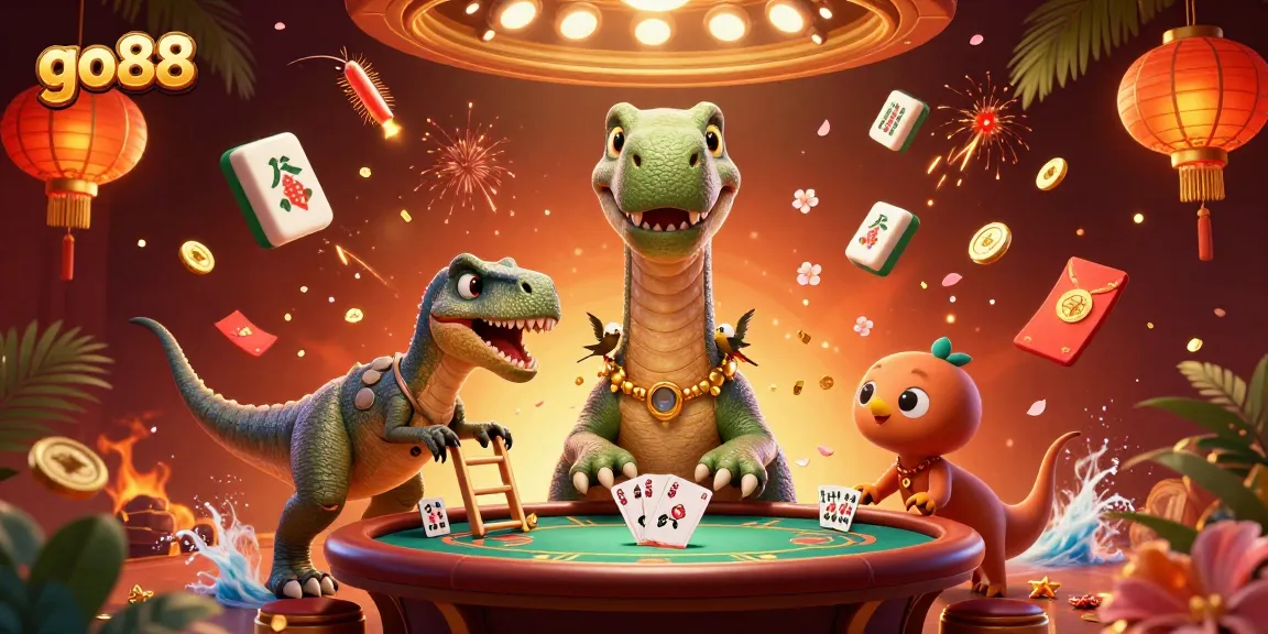 Experience the excitement of go88 in a vibrant 3D cartoon casino scene